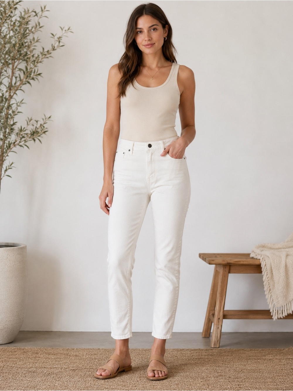 Lucky Brand Ava Womens 8 29 White Mid Rise Skinny Ankle Jeans Stretch